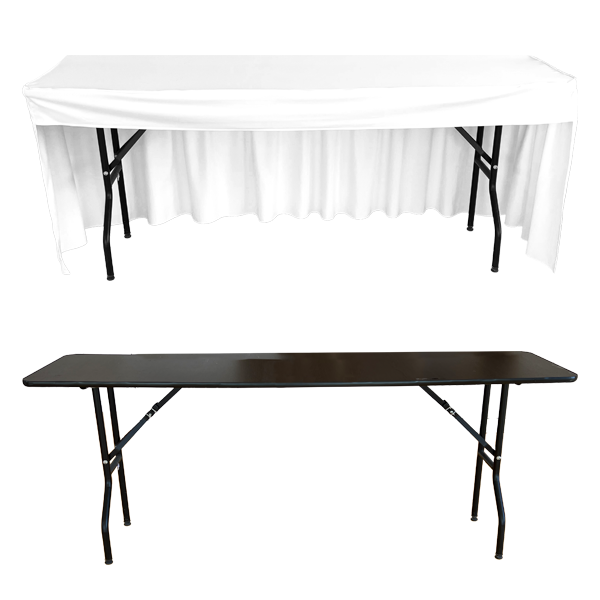 WITHOUT PLEAT RECTANGULAR BANQUETTE TABLECOVER - 3 SIDES CLOSED